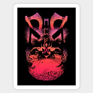 Abstract Cat in Viking Style - Pink/Red Sticker